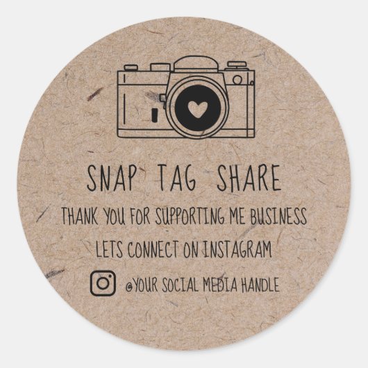 サンキュースナップラベル共有ソーシャルメディアクラフト紙 ラウンドシール (正面)
