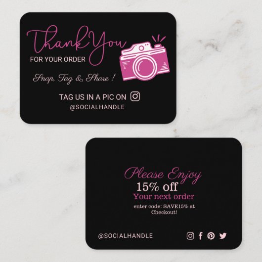 サンキュースナップ、ラベル&共有ソーシャルメディアカメラ エンクロージャーカード (正面/裏面)