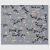 サンキュースモークグレー金ゴールド書房付き ラッピングペーパー (フラット)