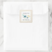 サンキューズ結婚ウォーター色フローラBurlap スクエアシール (バッグ)