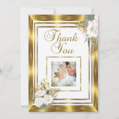 サンキューズ結婚ゴールデンホワイトローズシャンパン サンキューカード (正面)