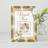 サンキューズ結婚ゴールデンホワイトローズシャンパン サンキューカード (スタンド正面)