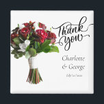 サンキューズ結婚ブーケフラワー結婚式の引き出物 マグネット<br><div class="desc">ありがとう結婚のブーケ花結婚式の引き出物このデザインはあなたの緑と白い素朴なボホのテーマに結婚最適である。そして簡単を変カスタマイズ更してパーソナライズする文字</div>