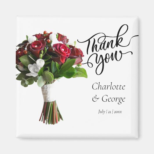 サンキューズ結婚ブーケフラワー結婚式の引き出物 マグネット (正面)