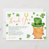 サンキューセントパトリックのクローバー水色の赤ちゃんシャワー サンキューカード (正面)