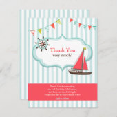 サンキューセーリングボート誕生日フラットカード 招待状 (正面/裏面)