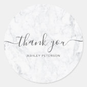 サンキュータイポグラフィエレガントシック白の大理石 ラウンドシール (正面)