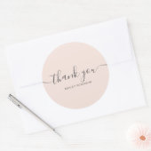 サンキュータイポグラフィエレガントシック赤面ピンク ラウンドシール (封筒)