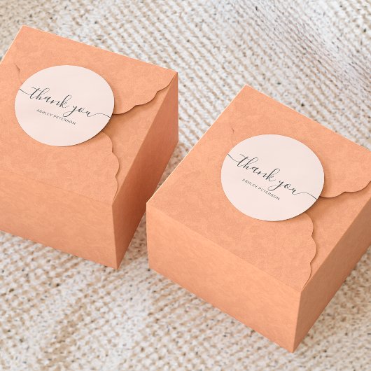 サンキュータイポグラフィエレガントシック赤面ピンク ラウンドシール