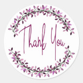 サンキュータイポグラフィシックパープルリーフリース ラウンドシール (正面)