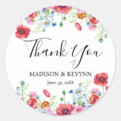 サンキュータイポグラフィパステルメドウ野生の花 ラウンドシール (正面)