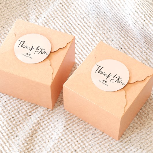 サンキュータイポグラフィブラシフォントパステル赤面ピンク ラウンドシール