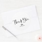 サンキュータイポグラフィブラシフォント白黒 ラウンドシール (封筒)