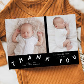 サンキュータイポグラフィブラックフォト誕生 案内状