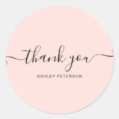 サンキュータイポグラフィミニマルなパステルピンク ラウンドシール (正面)