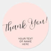サンキュータイポグラフィミニマルエレガント赤面ピンク ラウンドシール (正面)