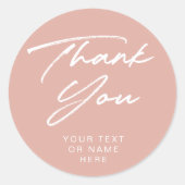 サンキュータイポグラフィミニマル赤面ピンク ラウンドシール (正面)