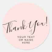 サンキュータイポグラフィミニマル赤面ピンク ラウンドシール (正面)