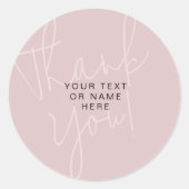 サンキュータイポグラフィミニマル赤面ピンク ラウンドシール (正面)