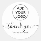 サンキュータイポグラフィロゴシンプル白黒 ラウンドシール (正面)