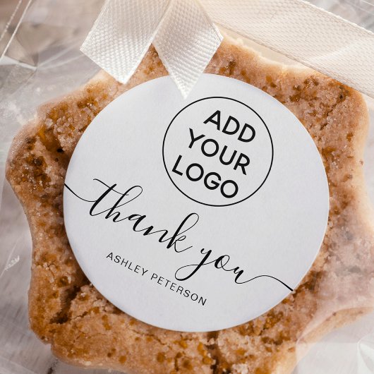 サンキュータイポグラフィロゴシンプル白黒 ラウンドシール