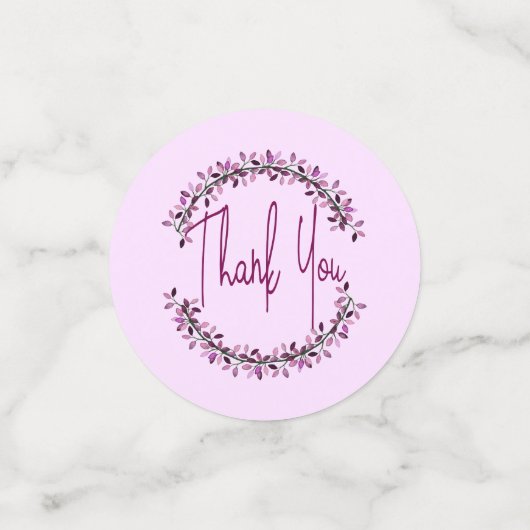 サンキュータイポグラフィーチックパープルリーフリース コンフェッティ (スモール正面)