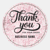 サンキュータイポグラフィーブラッシュローズゴールドグリッターオンブル ラウンドシール (正面)