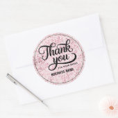 サンキュータイポグラフィーブラッシュローズゴールドグリッターオンブル ラウンドシール (封筒)
