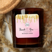 サンキュータイポグラフィーブラッシュローズゴールドグリッターオンブル ラウンドシール