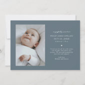 サンキュータイポグラフィ石板ブルー誕生写真 案内状 (裏面)