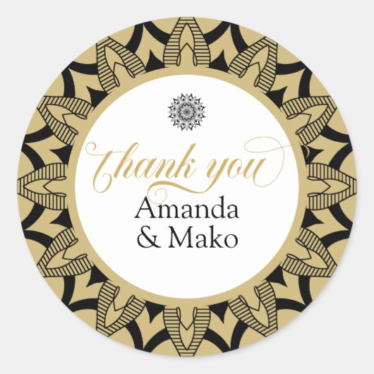 サンキュータイポグラフィ黒曼荼羅 ラウンドシール (正面)