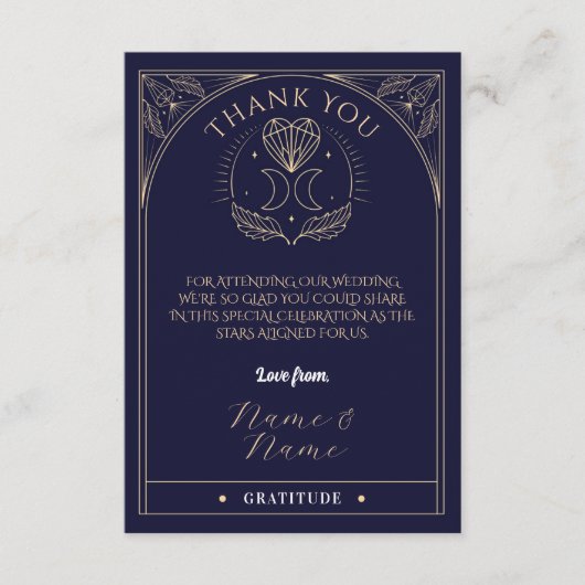 サンキュータロットムーンクリスタルハートウェディングカード エンクロージャーカード (正面)