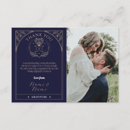 サンキュータロットムーンクリスタルハートウェディングカード エンクロージャーカード (正面)