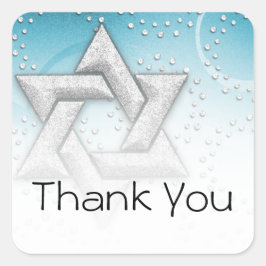 サンキューターコイズきらめくスターオブデイビッド スクエアシール