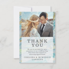 サンキューターコイズ金ゴールドマーブルゲ結婚ードのカード サンキューカード