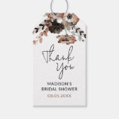 サンキューダスティピンク&ブラックフローラブライダルシャワー ギフトタグ (正面)