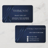 サンキューダークブルーモダン 割引カード (正面/裏面)
