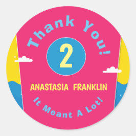 サンキューチャイルドトロピカルプールパーティー誕生日 ラウンドシール