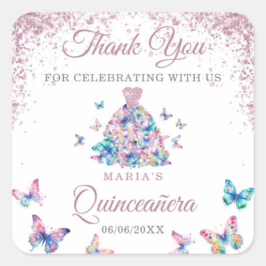 サンキューチョウきらめくガウンキンセアニェラ スクエアシール (正面)