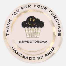サンキューチョコレートマフィンショッピングピンク ラウンドシール