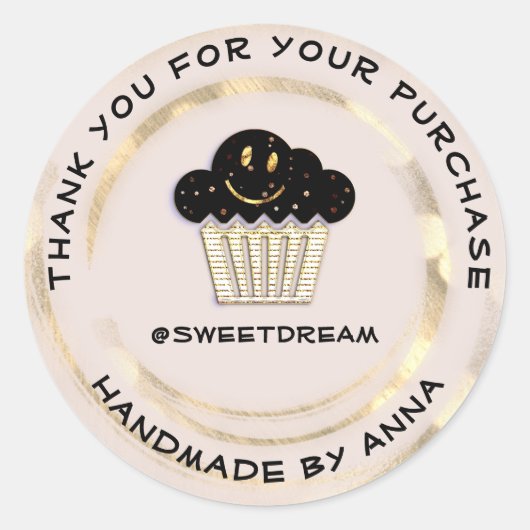 サンキューチョコレートマフィンショッピングピンク ラウンドシール (正面)