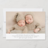 サンキューツインズベビーギフト生まれたばかりのベビーシャワー サンキューカード (裏面)