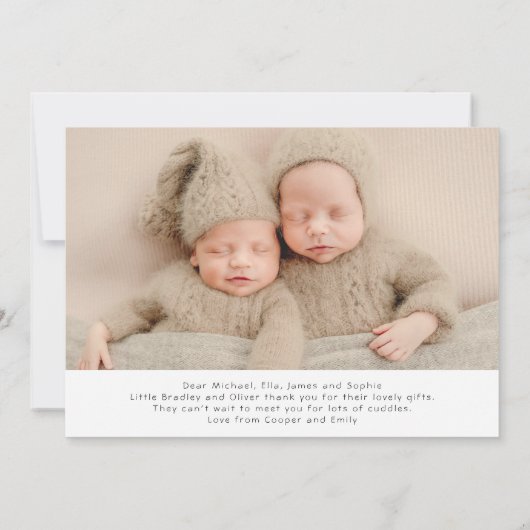 サンキューツインズベビーギフト生まれたばかりのベビーシャワー サンキューカード (裏面)