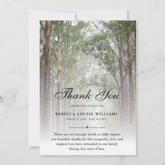 サンキューツリーズ葬儀フォト悔やみや弔慰悲しみ サンキューカード (正面)