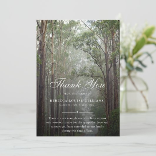 サンキューツリーズ葬儀フォト悔やみや弔慰悲しみ サンキューカード (スタンド正面)