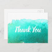 サンキューティール（緑がかった色）ブルーウォーター色アート引用文 ポストカード (正面/裏面)