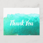 サンキューティール(緑がかった色)ブルーウォーター色アート引用文 ポストカード (正面)