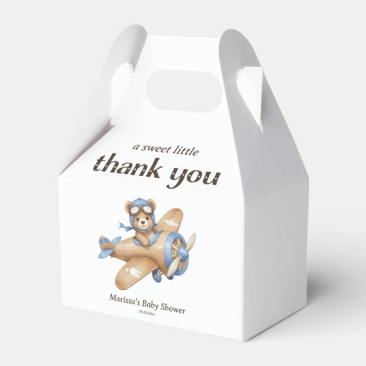 サンキューテディベアパイロット男の赤ちゃんシャワー フェイバーボックス (正面サイド)