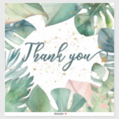 サンキューデザインとトロピカル葉金ゴールドグリッター シール (シート)