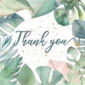 サンキューデザインとトロピカル葉金ゴールドグリッター シール (正面)